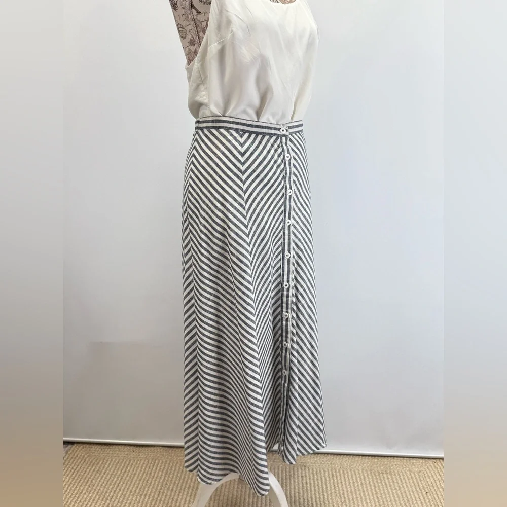 MAX STUDIO Blue and White stripe Maxi A-Line Skirt size M - Picture 9 of 15